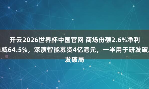 开云2026世界杯中国官网 商场份额2.6%净利暴减64.5%，深演智能募资4亿港元，一半用于研发破局