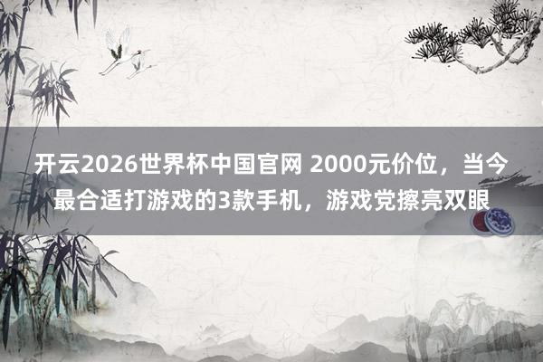 开云2026世界杯中国官网 2000元价位，当今最合适打游戏的3款手机，游戏党擦亮双眼