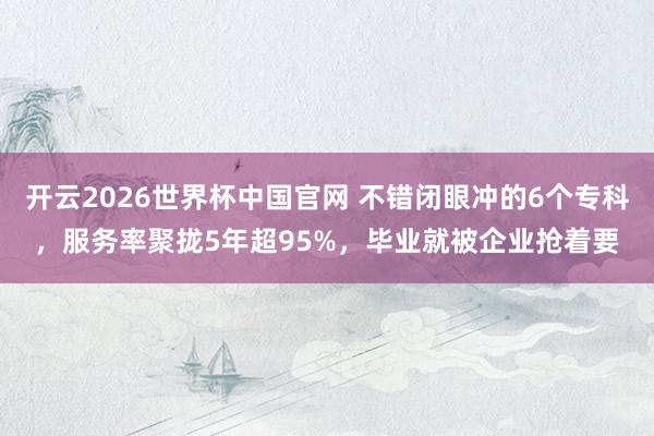 开云2026世界杯中国官网 不错闭眼冲的6个专科，服务率聚拢5年超95%，毕业就被企业抢着要
