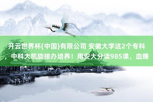 开云世界杯(中国)有限公司 安徽大学这2个专科，中科大凯旋接办培养！用安大分读985课，血赚