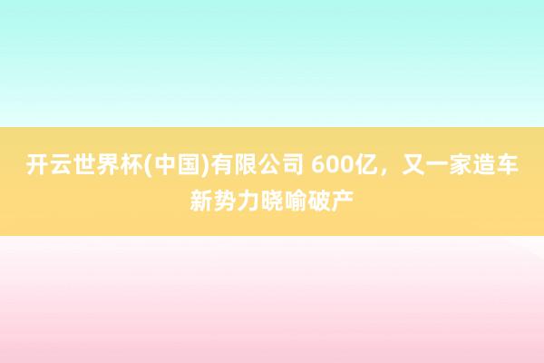 开云世界杯(中国)有限公司 600亿，又一家造车新势力晓喻破产