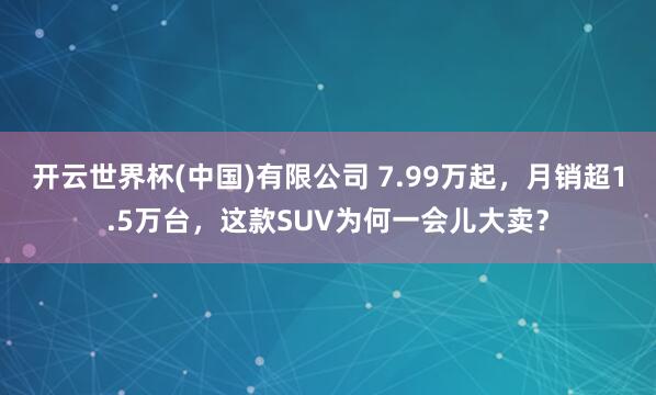 开云世界杯(中国)有限公司 7.99万起，月销超1.5万台，这款SUV为何一会儿大卖？