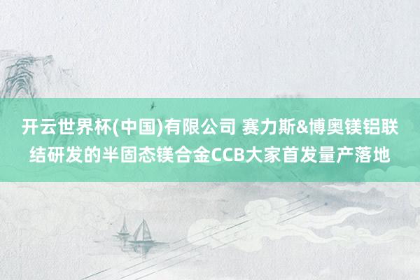 开云世界杯(中国)有限公司 赛力斯&博奥镁铝联结研发的半固态镁合金CCB大家首发量产落地