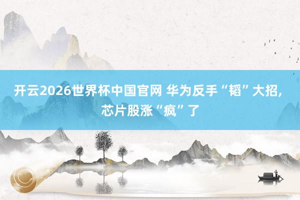 开云2026世界杯中国官网 华为反手“韬”大招， 芯片股涨“疯”了