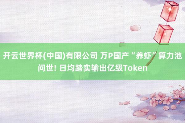 开云世界杯(中国)有限公司 万P国产“养虾”算力池问世! 日均踏实输出亿级Token