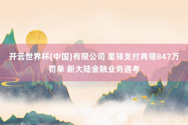 开云世界杯(中国)有限公司 星驿支付再领847万罚单 新大陆金融业务遇考