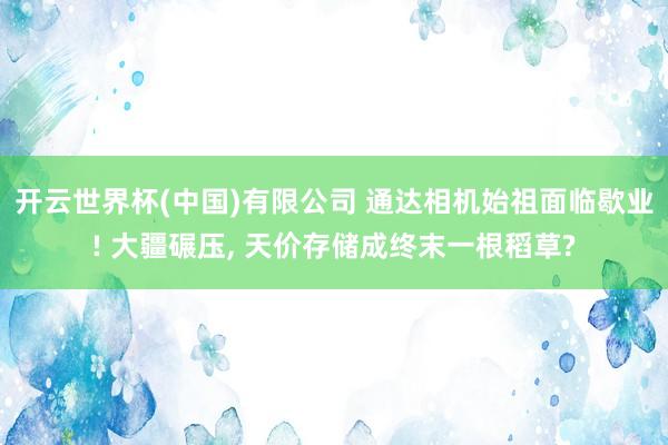 开云世界杯(中国)有限公司 通达相机始祖面临歇业! 大疆碾压， 天价存储成终末一根稻草?