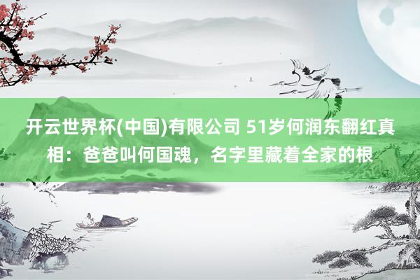开云世界杯(中国)有限公司 51岁何润东翻红真相：爸爸叫何国魂，名字里藏着全家的根