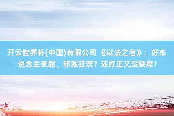 开云世界杯(中国)有限公司 《以法之名》：好东说念主受屈、邪派狂欢？还好正义没缺席！