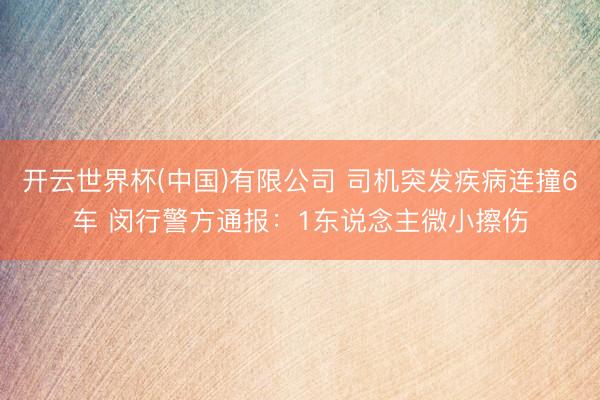 开云世界杯(中国)有限公司 司机突发疾病连撞6车 闵行警方通报：1东说念主微小擦伤
