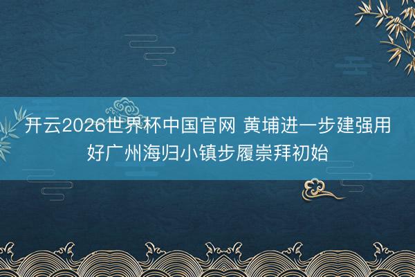 开云2026世界杯中国官网 黄埔进一步建强用好广州海归小镇步履崇拜初始