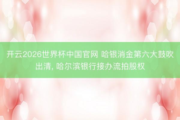 开云2026世界杯中国官网 哈银消金第六大鼓吹出清, 哈尔滨银行接办流拍股权