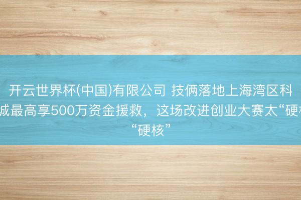 开云世界杯(中国)有限公司 技俩落地上海湾区科创城最高享500万资金援救，这场改进创业大赛太“硬核”