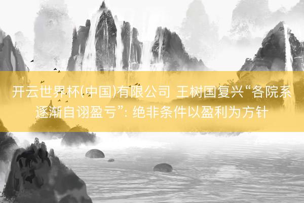开云世界杯(中国)有限公司 王树国复兴“各院系逐渐自诩盈亏”: 绝非条件以盈利为方针